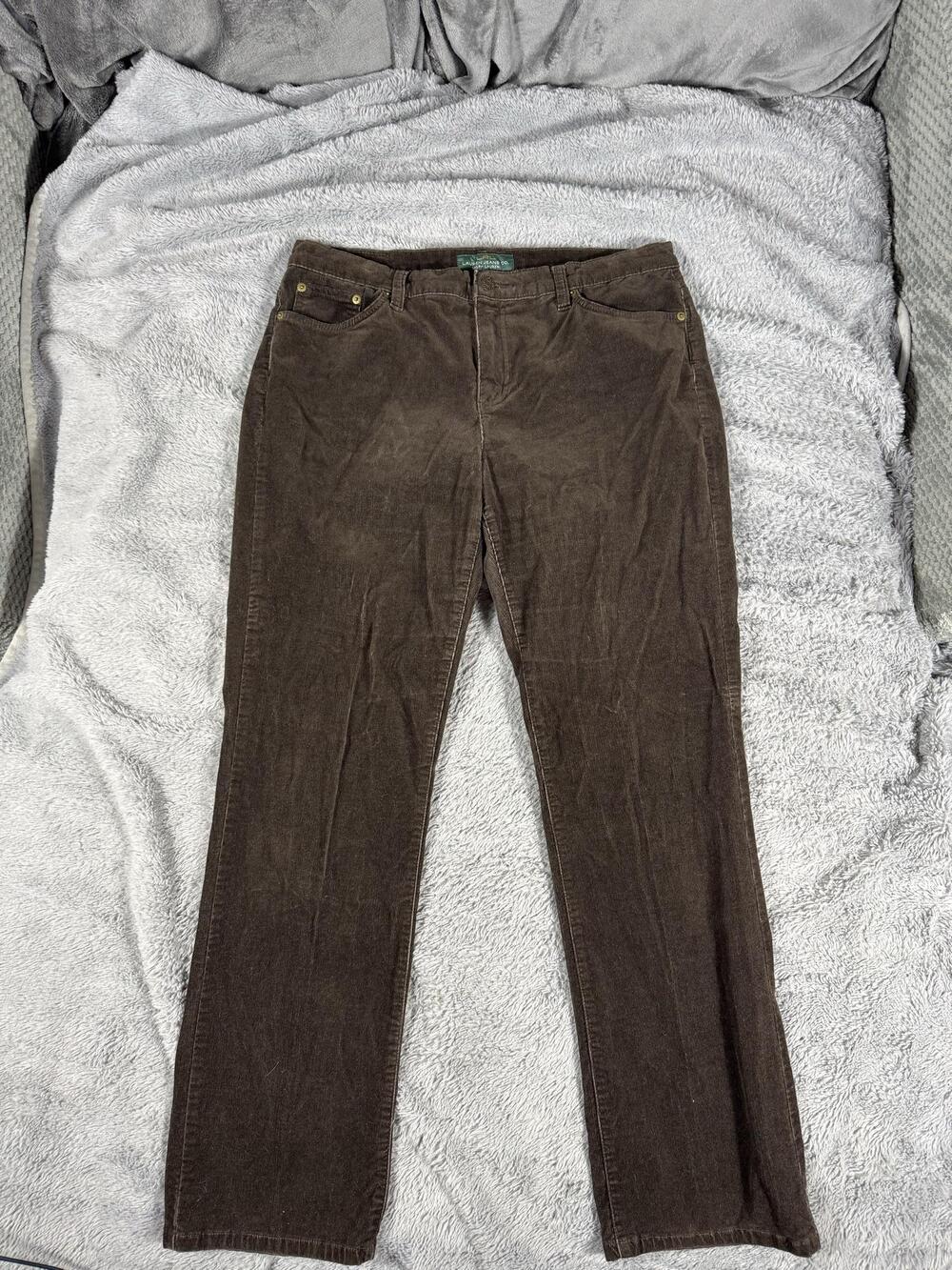 Lauren Ralph Lauren Jeans Womens 14 Brown Corduroy Straight Stretch 5-Pocket